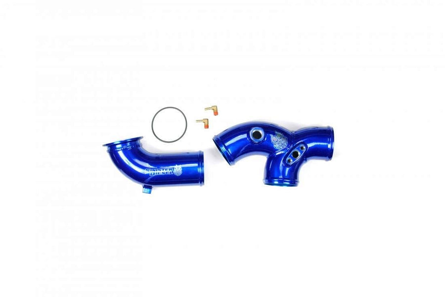 Sinister Diesel Intake Elbow Blue W/O Boots for Ford Powerstoke 1999.5-2003