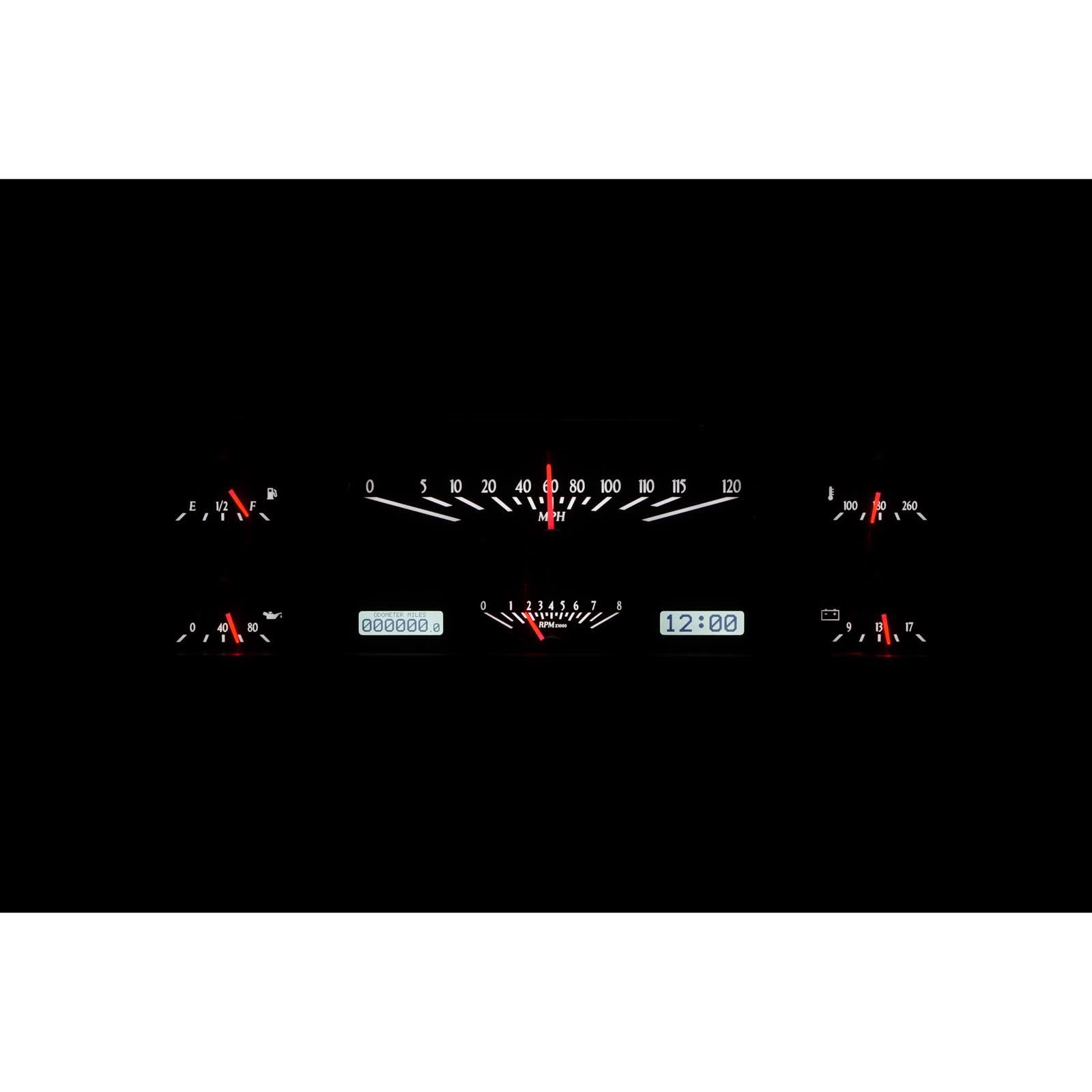 Dakota Digital VHX Analog Gauge System Compatible with 1967-72 Ford Pickup Truck VHX-67F-PU-K-W with Black Alloy Style and White Backlighting