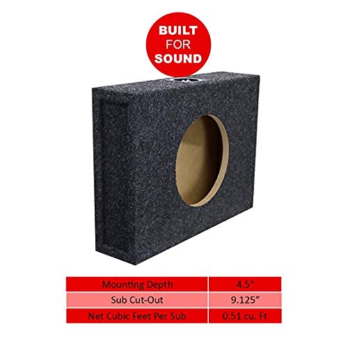 10" Bbox Single Sealed / Shallow Mount Subwoofer Enclosure Boxes & Enclosures - Pro Audio Tune - Premium Subwoofer Box Improves Audio Quality, Sound & Bass - Nickel Finish Terminals