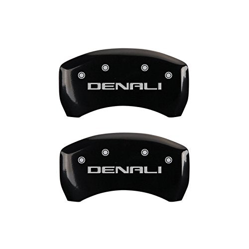 Caliper Covers MGP 34212SDNLBK (Black Powder Coat Finish, Engraved Front and Rear: Denali, Silver Characters, Set of 4)