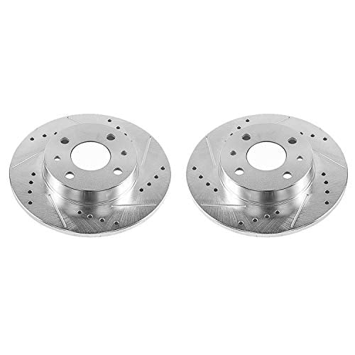 Power Stop Rear EBR1298XPR Drilled and Slotted Rotor Pair For Fiat 500 2012-2019/Fiat 500 2012-2019 [Vehicle Specific]