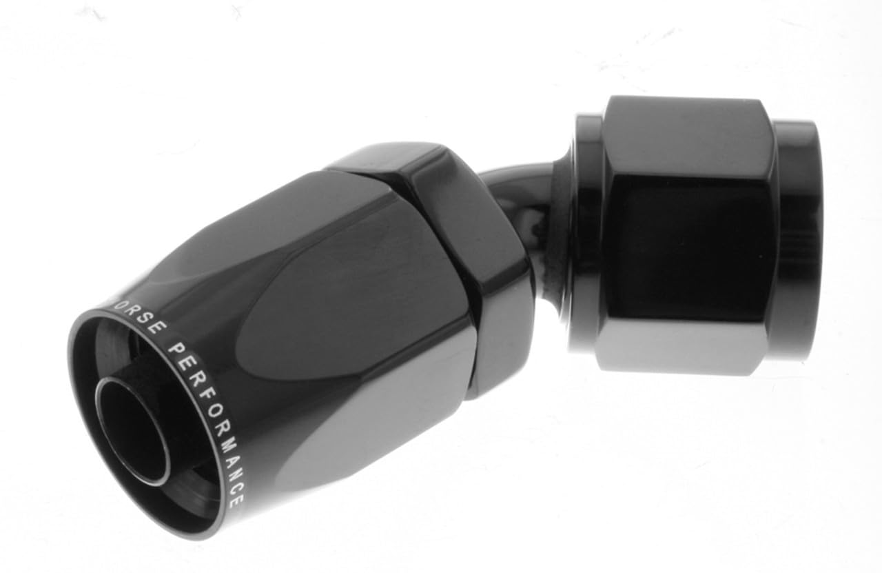 6045-06-2-06 Red Horse Performance 45 Degree Female Aluminum Hose End - Black