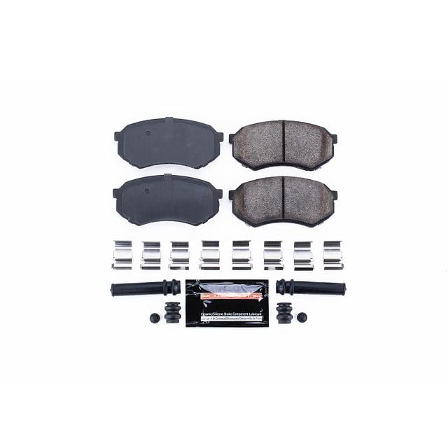 Power Stop Z23-389 Z23 Sport Carbon Fiber Infused Ceramic Brake Pads with Hardware For Conquest, Mazda 929, Starion, Plymouth Conquest, Cressida, Pickup, Tacoma [Model Specific]