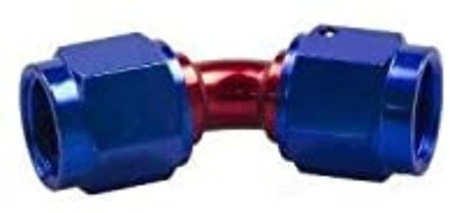 Female To Female AN/JIC Flare Swivel Coupling Red Horse Performance -45 Degree - Red&Blue 8145-10-1-10