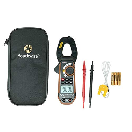 Clamp Meter Southwire - True RMS Accuracy for Precise AC/DC Measurement - Built-In Voltage Tester - Third-Hand Probe Holder - CAT III 600V Safety Rated
