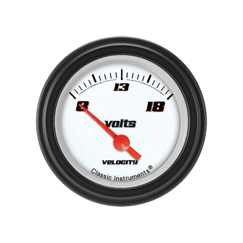 Velocity White Classic Instruments 2 1/8" Volt Gauge VS30WBLC