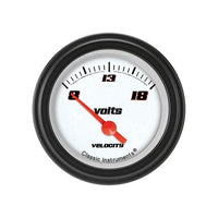 Velocity Classic Instruments White 2-1/8" Volt Gauge VS30WBLF