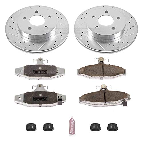 Power Stop K1531-26 Z26 Carbon Fiber Brake Pads Rear with Drilled & Slotted Brake Rotors Kit For Chevrolet Camaro 1993-1997, Pontiac Firebird 1993-1997 [Model Specific]