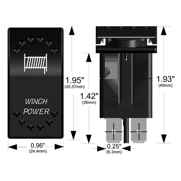 Winch Bulldog 20262- Power Rocker Switch - On/Off 5-Pin-Red