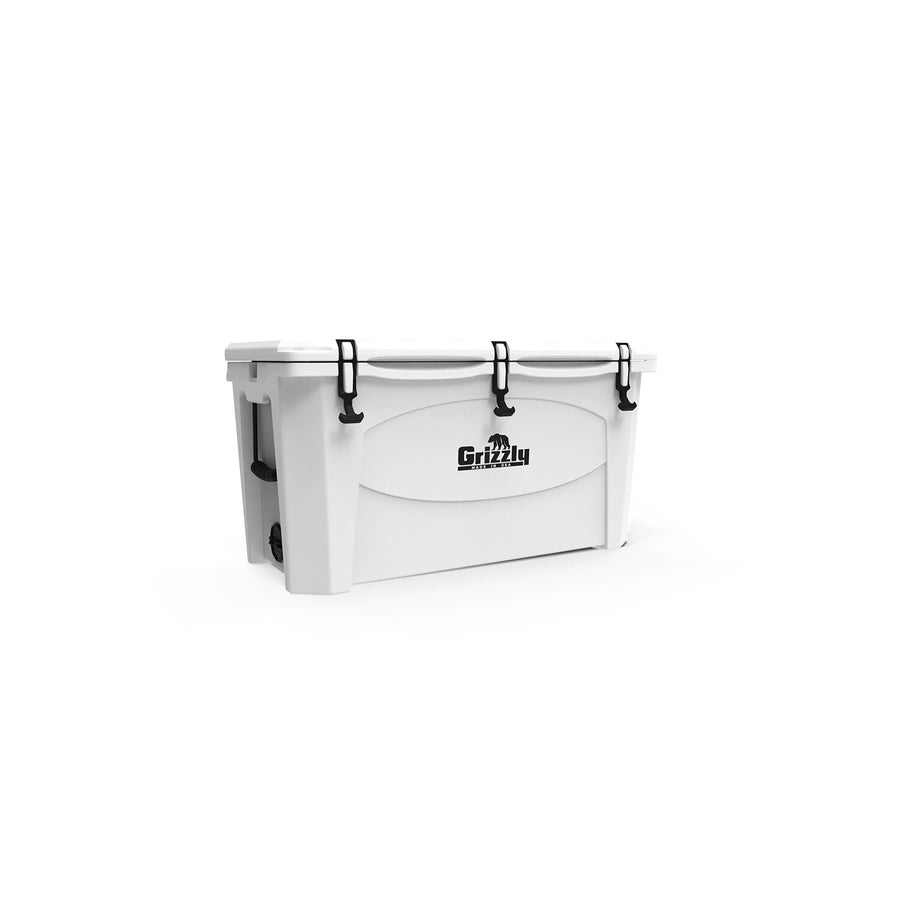 100 Cooler Grizzly | 100 qt Ice Chest Durable Rotomolded Insulated | Made in USA | Warranty for Life | For Beach Boat Camping Fishing Hunting | G100 | White