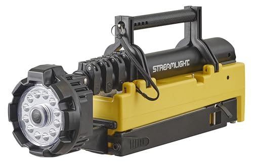 Portable Streamlight 45680 Scene Light EXT 10,000-Lumen Collapsible, Rechargeable Flood Light with Heavy-Duty Shoulder Strap, 120-Volt AC Charger and 7-Foot Extension Pole, Yellow