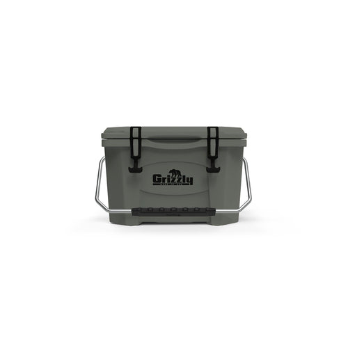 20 Cooler Grizzly, 20 qt Ice Chest Durable Rotomolded Insulated, Made in USA, Warranty for Life, for Beach Boat Camping Fishing Hunting, G20, Lunar Green