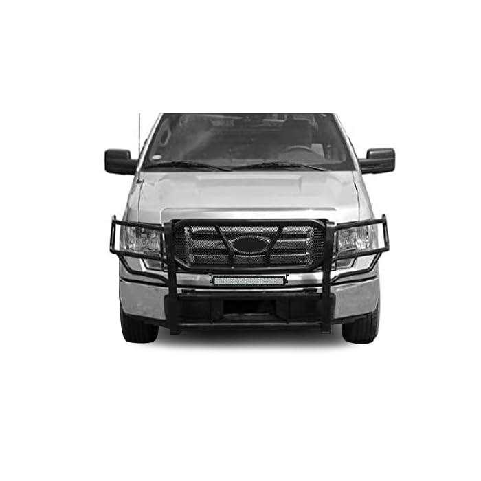 Heavy Duty Black Horse Rugged Grille Brush Bumper Guard Modular Black Come with 20" Double Row LED Light Compatible with 2009-2014 Ford F-150-RU-FOF109-B-KIT