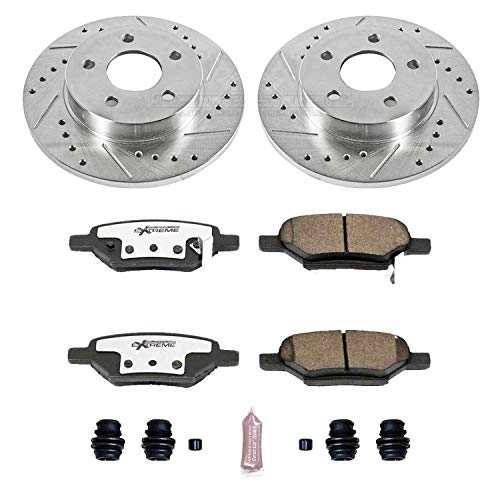 Power Stop K1617-26 Z26 Carbon Fiber Brake Pads Front with Drilled & Slotted Brake Rotors Kit For Chevrolet Malibu 2004-2008, Pontiac G6 2006-2007 [Model Specific]
