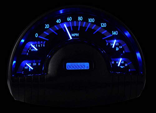 49 50 Oldsmobile Dakota Digital VHX Analog Dash Gauge System Cluster Silver Alloy Blue VHX-49O-S-B