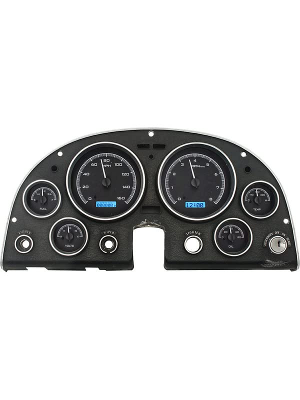 Dakota Digital VHX-63C-VET-K-B 63 - 67 Chevy Corvette Analog Dash Gauge System Black Alloy Blue