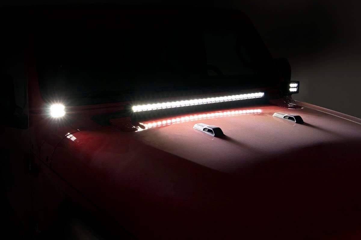 2" Rough Country DRL LED Lower Windshield Kit for 18-24 Jeep JL/JT - 70052DRLA