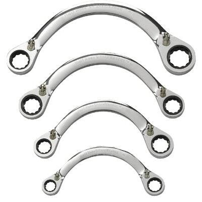 Half Moon 4 Pc. Reversible Double Box Ratcheting Wrench Sets - 4pc sae half moon ratcheting wrench