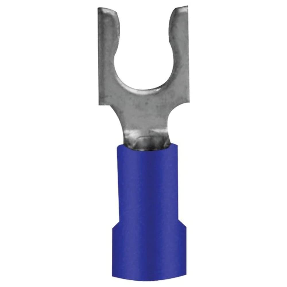 Blue Vinyl Spade Terminal Install Bay 16-14 Gauge #8 - Package of 100