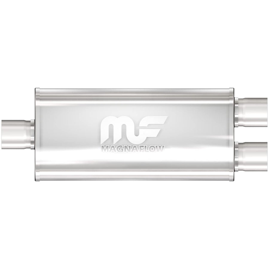 MagnaFlow Exhaust Performance Muffler 12288: 3"/2.5" Inlet/Outlet, 5x8x18" Oval, Stainless Steel, Satin Finish