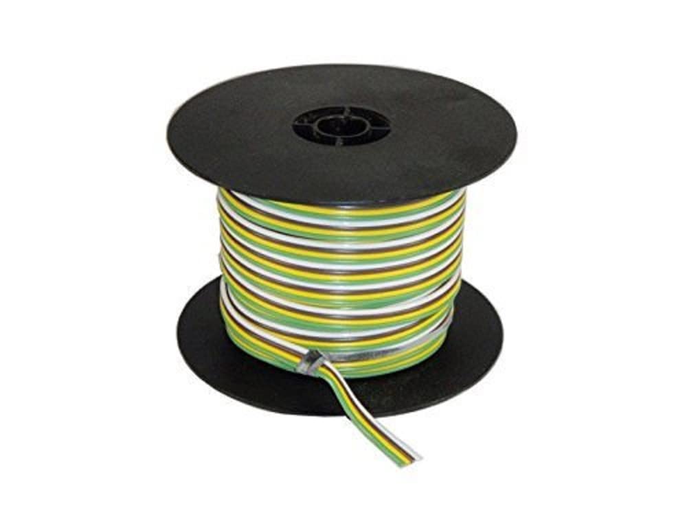 East Penn 100' 14 Gauge Ribbon Wire, Yellow, Green, White, Brown