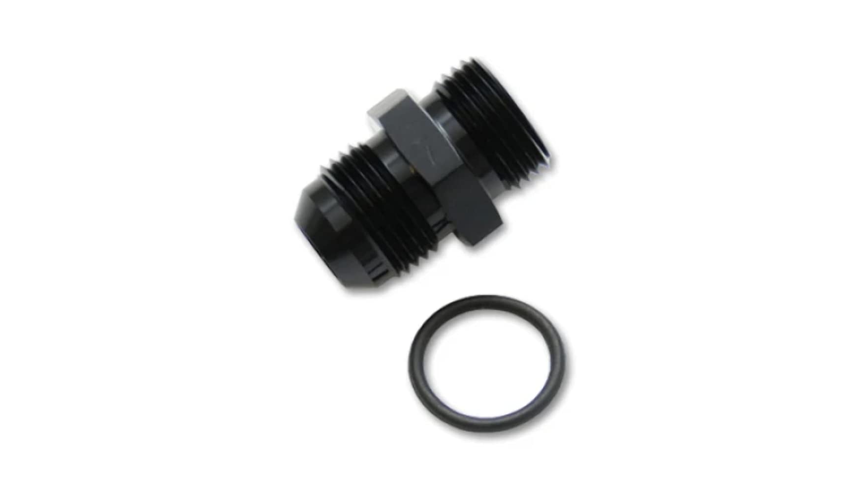 Vibrant 16816 Power Fitting, Straight, Male -6 AN to Male Straight Cut -12 AN with O-Ring, Aluminum, Black Anodized, each