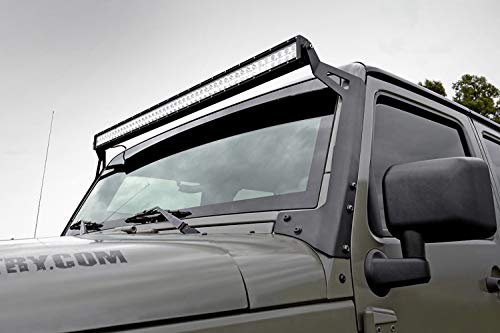 50" Rough Country DRL LED Light Bar Windshield Kit for Jeep Wrangler JK (2007-2018) - White DRL