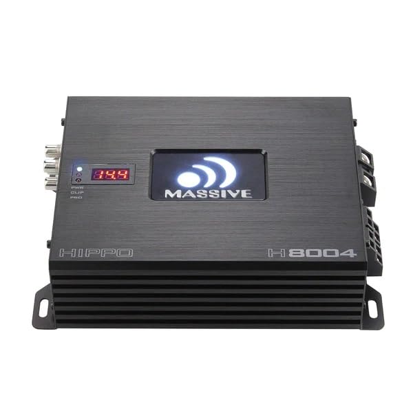 125 Watts RMS x 4 @ 4 Ohm Massive Audio H8004 4 Channel Hippo Series High Performance Amplifier