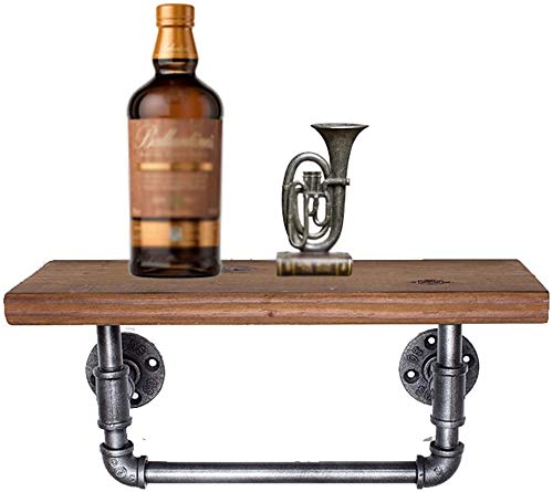 YIMJ Retro Coat Rack Industrial Wall Mounted Pipe Hanging Shelving Bracket Towel Rails Rustic Modern 1 Tier Wooden Plank Towel Bar Towel Bar, A