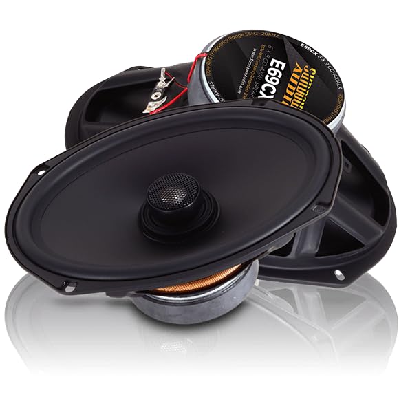 E-69CX Sundown Audio 6"x9" Coaxial Car Speakers - 2-Way Full Range System with Titanium Tweeters - 100W RMS, 4-Ohm - Direct OEM Upgrade, 3.5" Mount, Grilles for Hard-Hitting Clear Audio