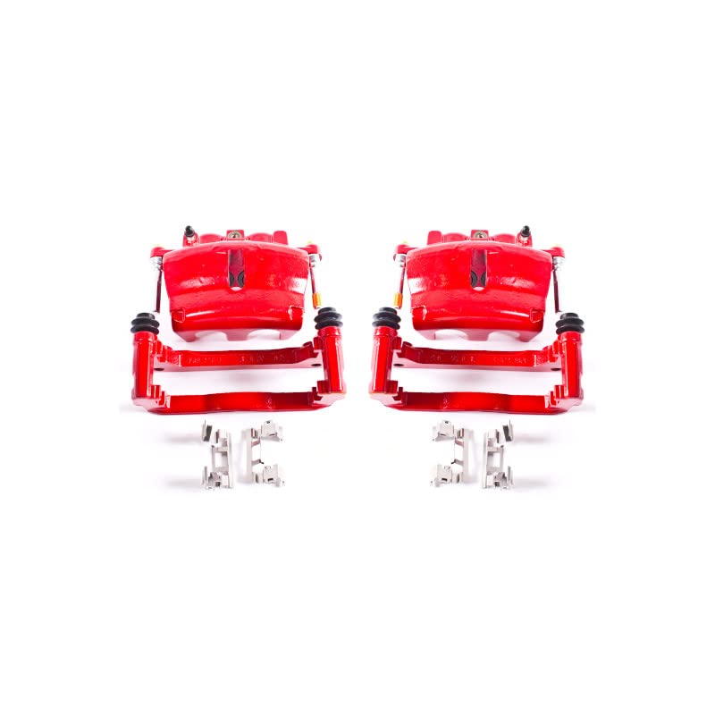 Power Stop Front S5004 Pair of Calipers High-Temp Red Powder Coated for Enclave, Rainier, Trailblazer, Traverse, Acadia, Acadia Limi, Envoy, Envoy, Saab 9-7x, Outlook [Model Specific]