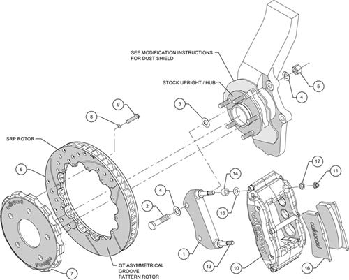Front Hat Kit FNSL6R, 14.00", Drilled