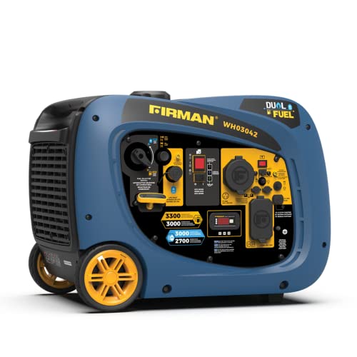 Firman WH03041 Inverter Dual Fuel 3300/3000W Recoil Start Gasoline or Propane Powered Parallel Ready Portable Generator