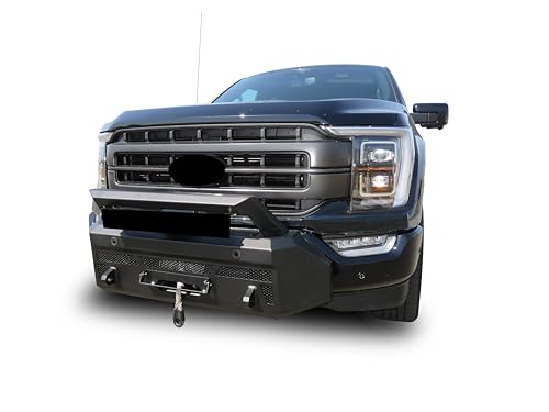 Heavy Duty Black Horse Armour III Front Winch Bumper Textured Black Compatible with 2021-2023 Ford F-150(Excl. 22-23 F150 Lightning EV)-AR3HD42NL