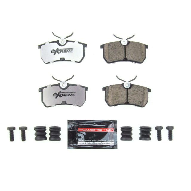 Power Stop Z26 Street Warrior Rear Carbon Fiber Ceramic Brake Pads with Hardware For Ford Fiesta 2014-2019, Ford Focus Z26-886 2001-2007 [Model Specific]
