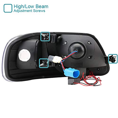 1997-2004 Ford F-150 / Expedition 1997-2002 Projector Headlights w/ SMD LED Light Strip (Black Housing/Smoked Lens) (Not compatible on 1997 F-150 models with production dates between 06/01/1996 to 07/01/1996)