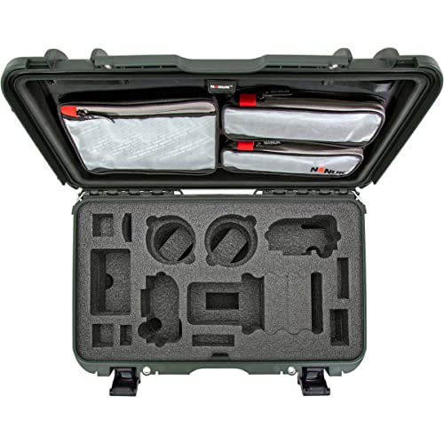 Waterproof Nanuk 935 Hard Case with Lid Organizer and Foam Insert for Canon, Nikon - 2 DSLR Body and Lens/Lenses - Olive