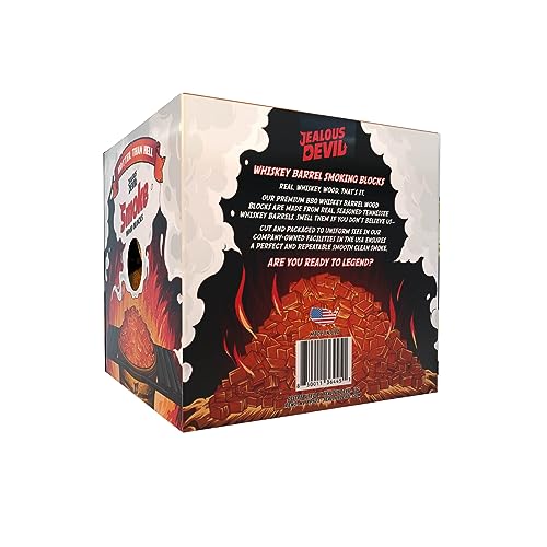 Premium Smoke 430 cu. in. Whiskey Barrel Wood Blocks, 100% Natural Wood Chunks - Ideal for Smokers, BBQ, and Grilling