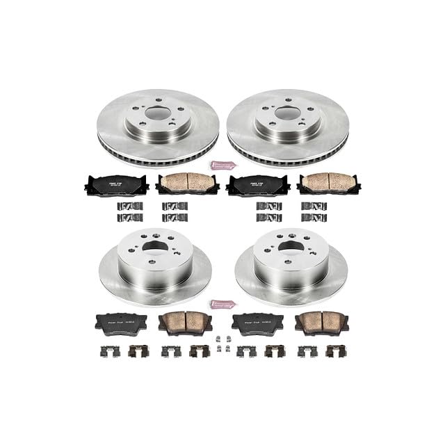 POWERSTOP Front and Rear KOE2822 Autospecialty Replacement Brake Kit Brake Rotors and Ceramic Brake Pads For 2007-2012 Lexus ES350 | 2008-2012 Toyota Avalon | 2007-2011 Toyota Camry