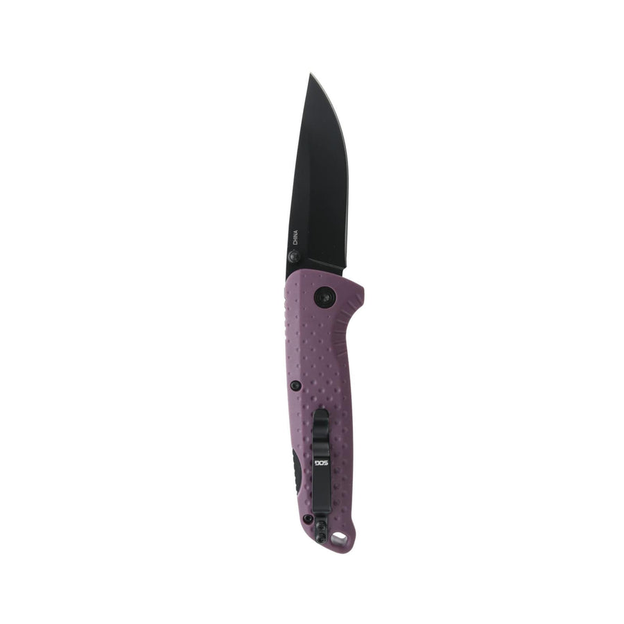 SOG 3" Adventurer LB Lightweight Portable Outdoor Folding Knife | CRYO 5CR15MOV Steel | GRN Handle | Lock-Back Mechanism, Dusk Purple/Black, Blister Pack