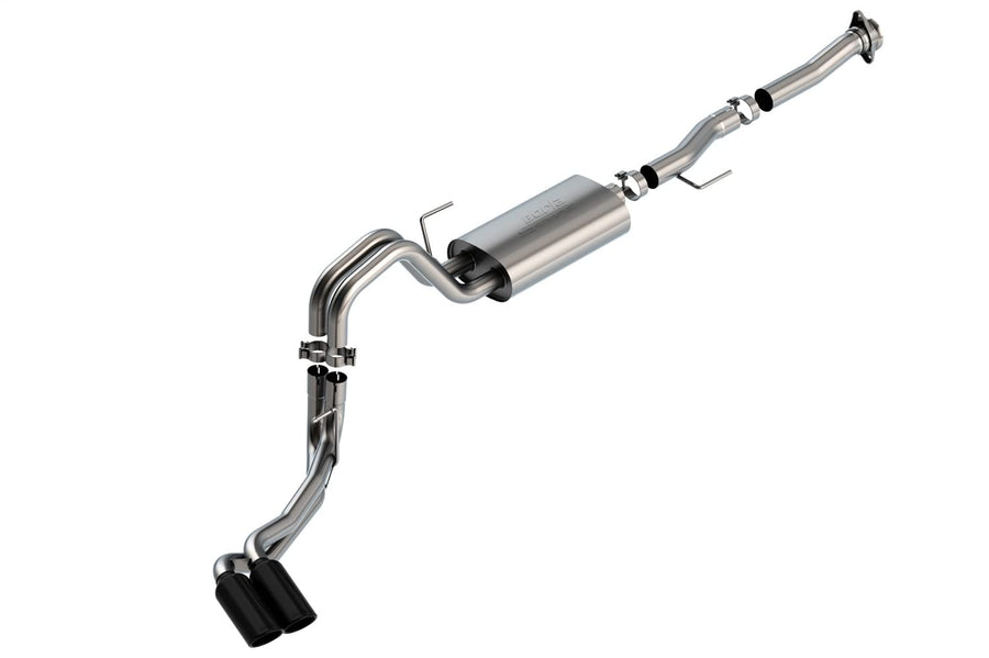 Borla 2021 F-150 5.0L 2dr RC SB (122.8 WB) XL/XLT 3/2.25 DSE Cat-Back S-Type Black Chrome Tips - 140876BC