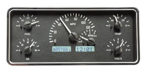 Dakota Digital VHX-63J-WAG-K-W Gauge System Analog Dash Compatible with Jeep 1963-72 Wagoneer & J Trucks, 1967-72 Jeepster Commando, Black Alloy Style, White Backlighting