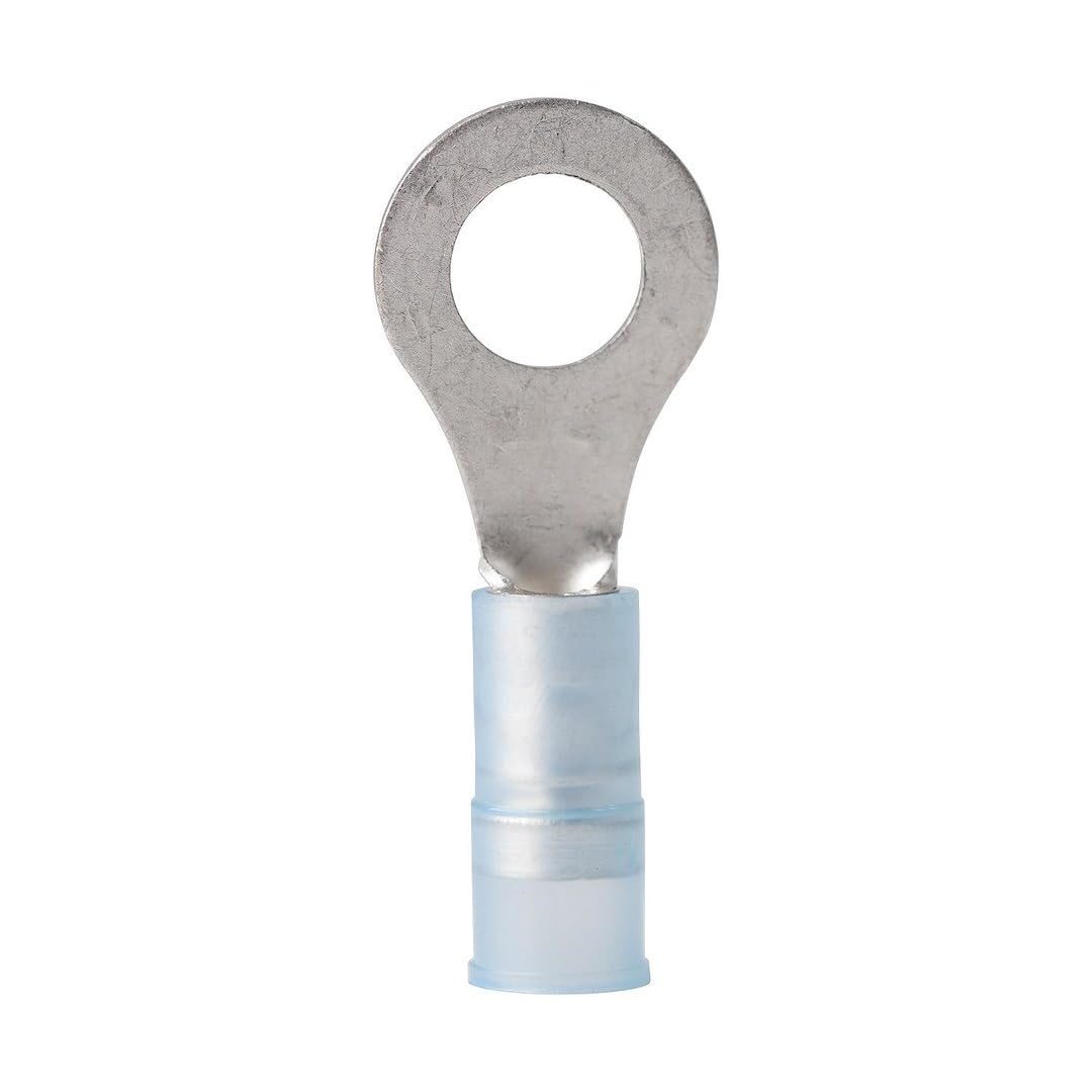 Marine Grade Ancor 210214 Electrical Nylon Insulated Double Crip Funnel Entry Ring Terminals with Insulation Grip (16 to 14-Gauge, Size 1/4 Screw, 25-Pack)