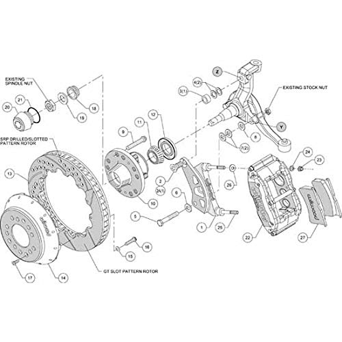 140-9803-ZR WILWOOD FNSL6R Front Hub Kit,12.88" Drill-Zinc,Red Camaro, Nova, Chevelle