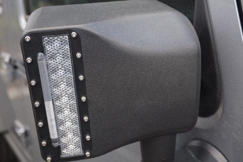 Mirror Cover with Auxiliary Lights DV8 Offroad for 07-18 Wrangler JK | Integrated LED Lights and Turn Signal Lights | Replacement Cover | Sold as Pair | BCM27W3W