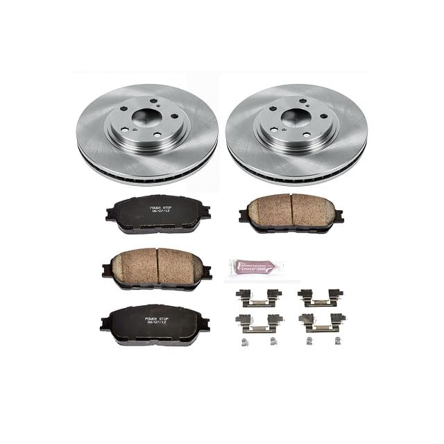 POWERSTOP Autospecialty KOE1141 Front Replacement Brake Kit-OE Brake Rotors & Ceramic Brake Pads For Lexus ES300 2002-2003, Lexus ES330 2004-2006 [Model Specific]