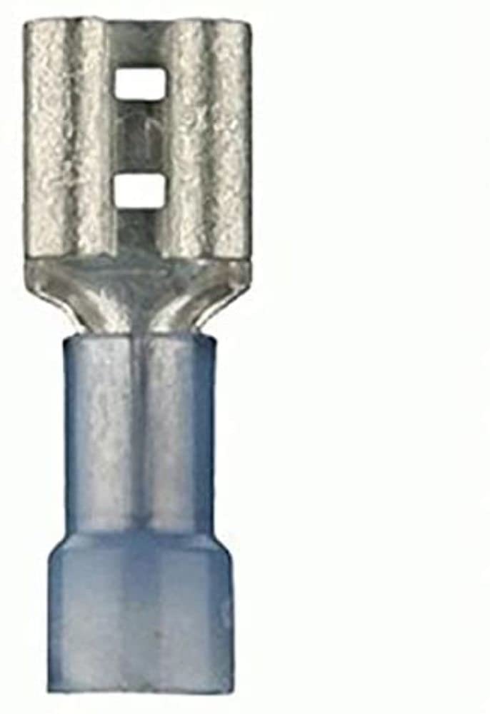 Heat Shrink Install Bay Female Quick Disconnect Connector 16/14 Gauge .250, Blue (100-Pack)