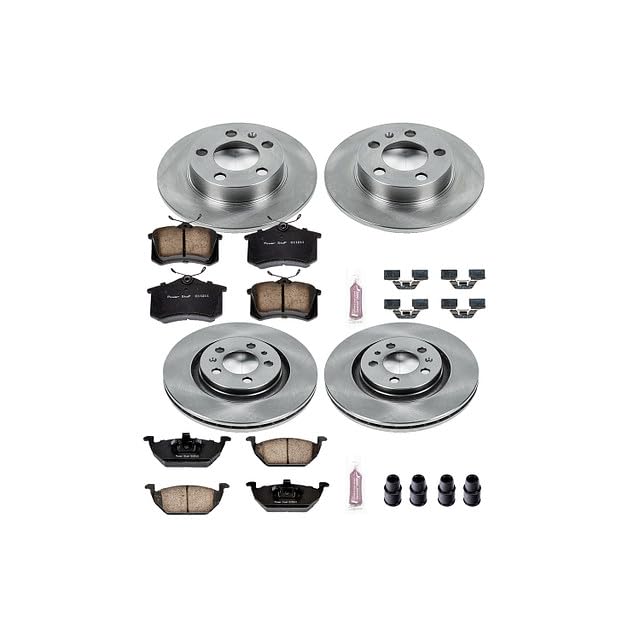 Power Stop Autospecialty KOE5402 Front and Rear Replacement Brake Kit-OE Brake Rotors & Ceramic Brake Pads