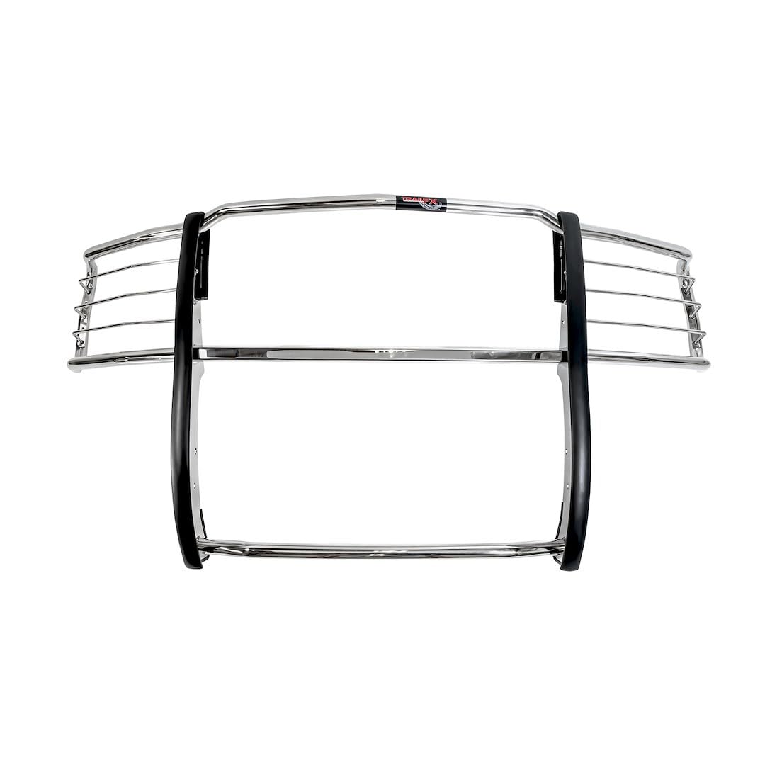 Grille Guard TrailFX E0033S with Brush Guard for Chevrolet Silverado 1500 2014-2018 Polished Stainless Steel 1-Piece Grill Guard