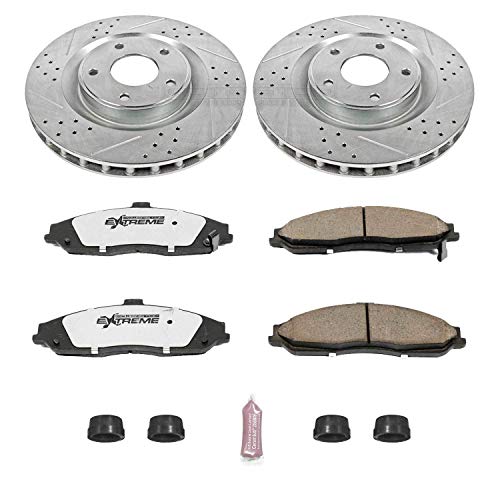 Power Stop K1417-26 Z26 Front Carbon Fiber Brake Pads with Drilled & Slotted Brake Rotors Kit For Cadillac XLR 2005-2007, Chevrolet Corvette 2005-2013 [Model Specific]